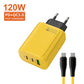 120w Fast Charging Dual Pd Ultra Quick Mobile Phone Charger Qc3.0 Usb Type C Chargers 3 Ports Wall Adapter Eu/us/uk Plug
