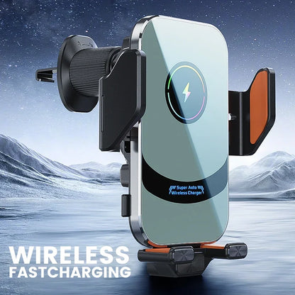 UYUXIO Auto Clamping Wireless Car Charger Adapter Super Fast Charging Air Vent Car Phone Holder for iPhone 16 15 Pro Max Samsung