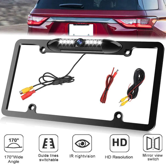 American License Plate Black Frame Car Camera Hd Infrared Night Vision Beautiful Frame Rear View Reversing Camera