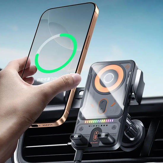 Car Wireless Charger Magnetic Auto Car Holder Phone Mount For Samsung Infrared Induction 15W Fast Charging Station - ElectronAge