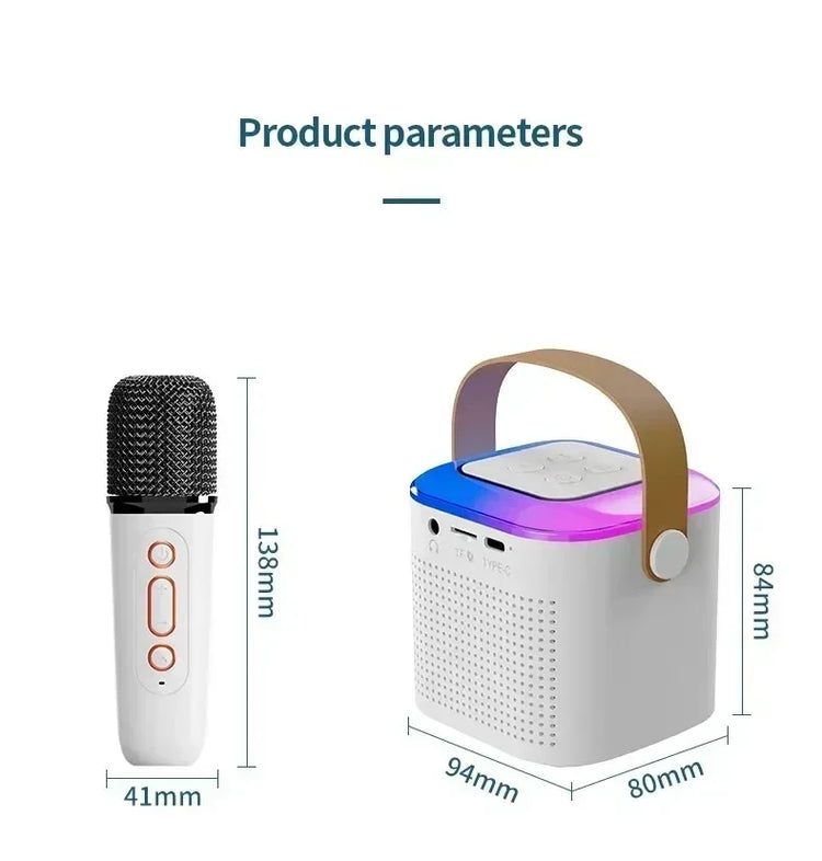 Mini Karaoke Machine LED Portable Bluetooth Speaker - ElectronAge