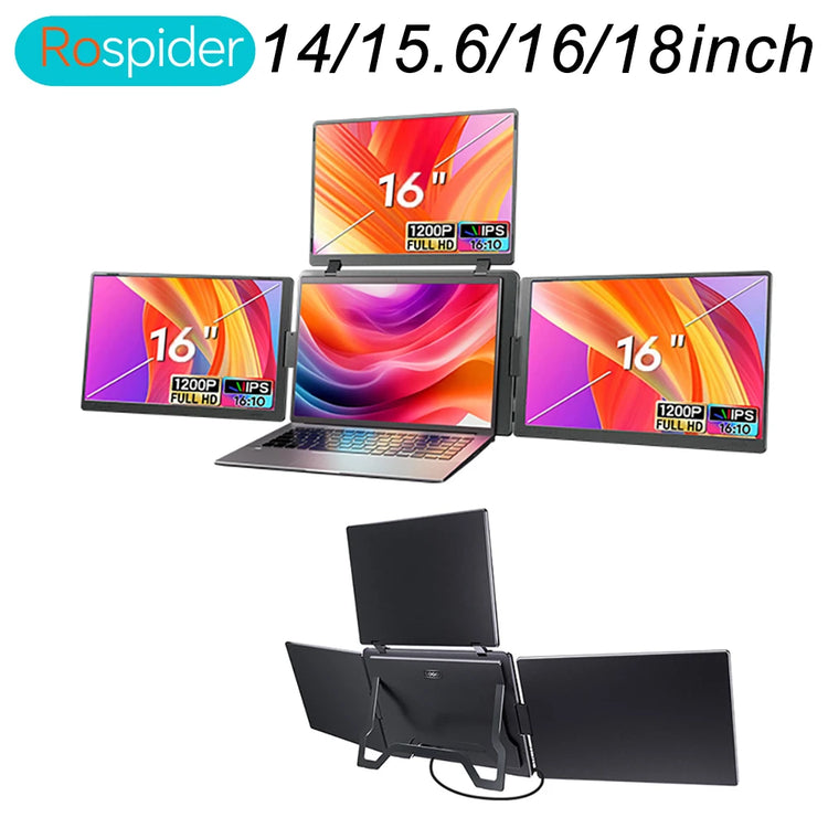 Triple Screen Portable LCD Backlit Monitor - ElectronAge