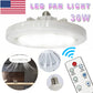 Smart Ceiling Fan with LED Light & Remote Control E27 Convertible Base for Living Room Home Decor Auto Speed Adjust