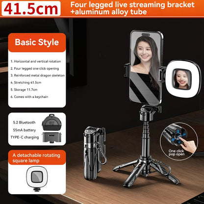 Upgraded Design Selfie Stick Mini Bluetooth Portable Telescopic Multifunctional Handheld Tripod Phone Selfie Stick