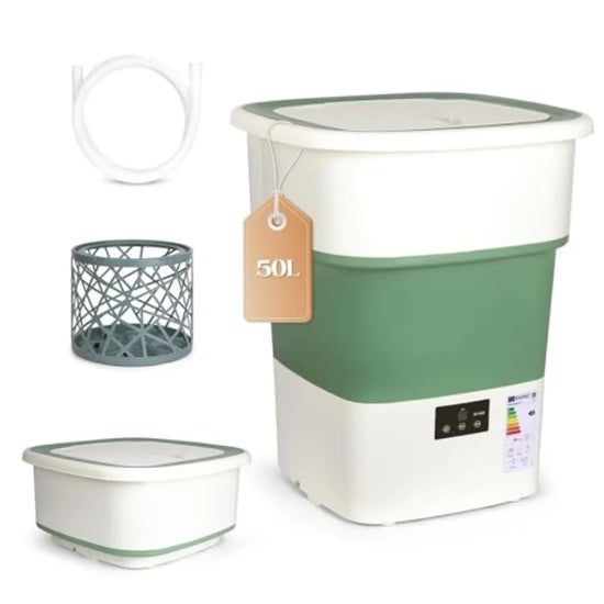 Portable Washing Machine 1.8 Cu.Ft Large Ccity Foldable Washer with Spin Basket 150W Motor Timer Control for rtment RV Travel N
