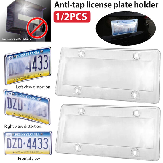 1/2 Pack Clear License Plate Tag Frame Covers Shields Protector for Car/Truck