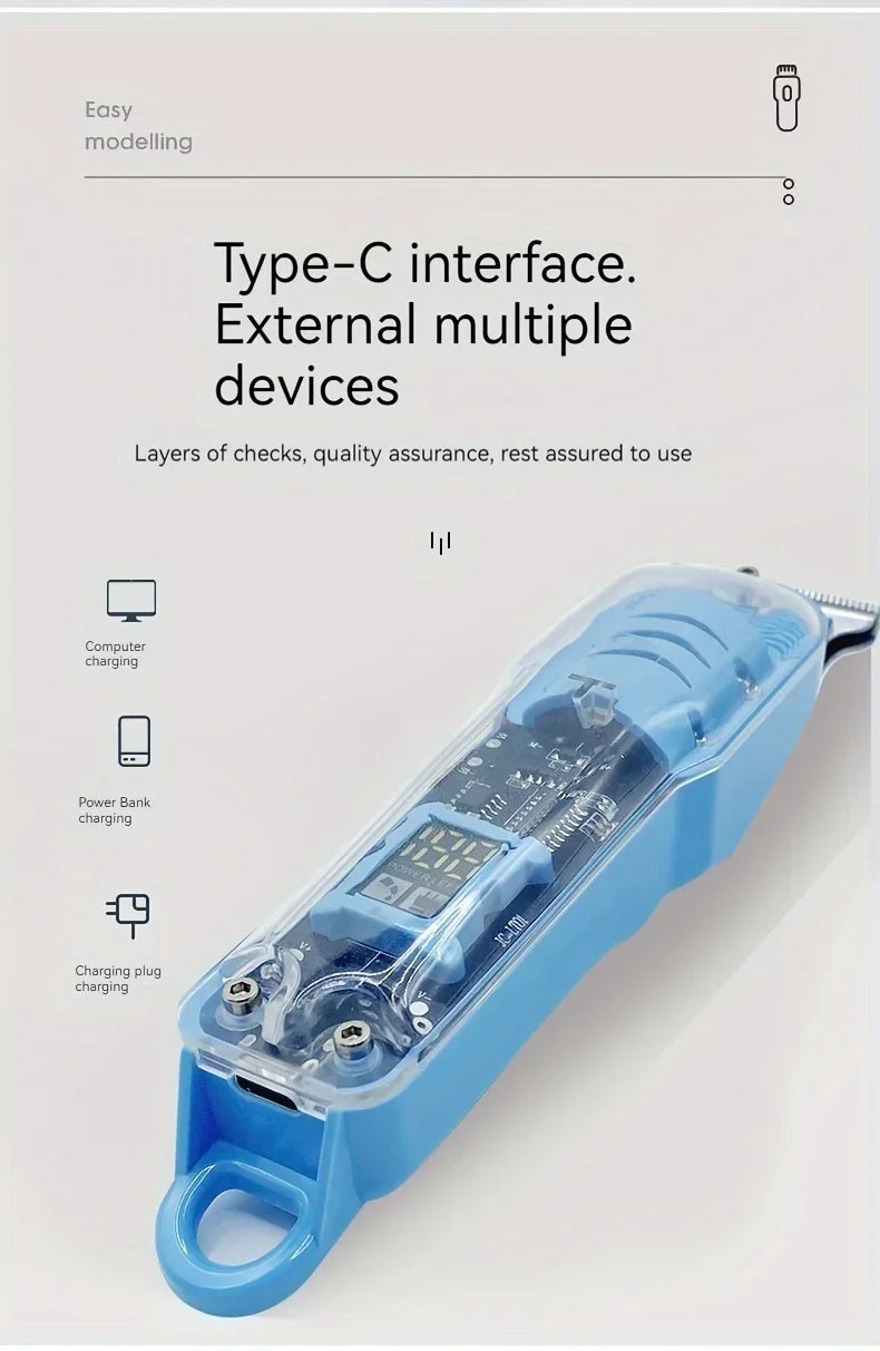 Transparent Body Electric Hair Clipper for Men - ElectronAge