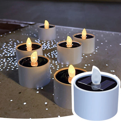 6 Pcs Solar Candles, Flickering Candle Lights, Christmas Halloween Festival Decorations, Outdoor Flameless Night Lights 400mah