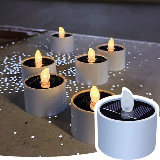 6 Pcs Solar Candles, Flickering Candle Lights, Christmas Halloween Festival Decorations, Outdoor Flameless Night Lights 400mah