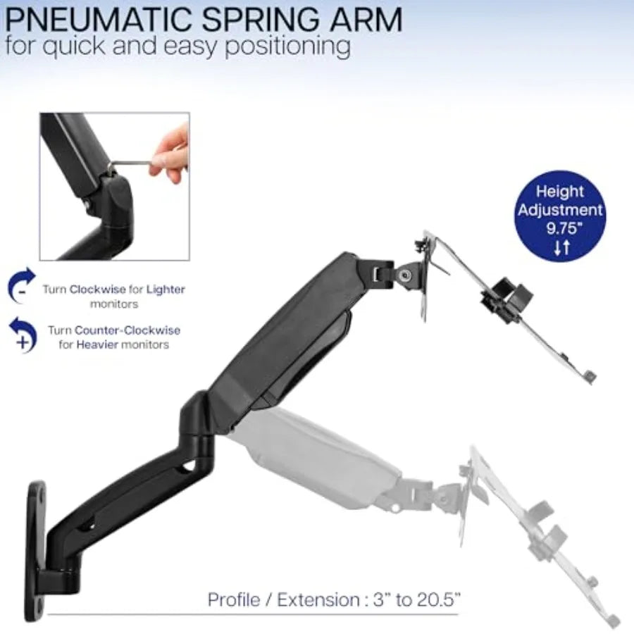 Height Adjustable Pneumatic Extended Arm Laptop Wall Mount - ElectronAge
