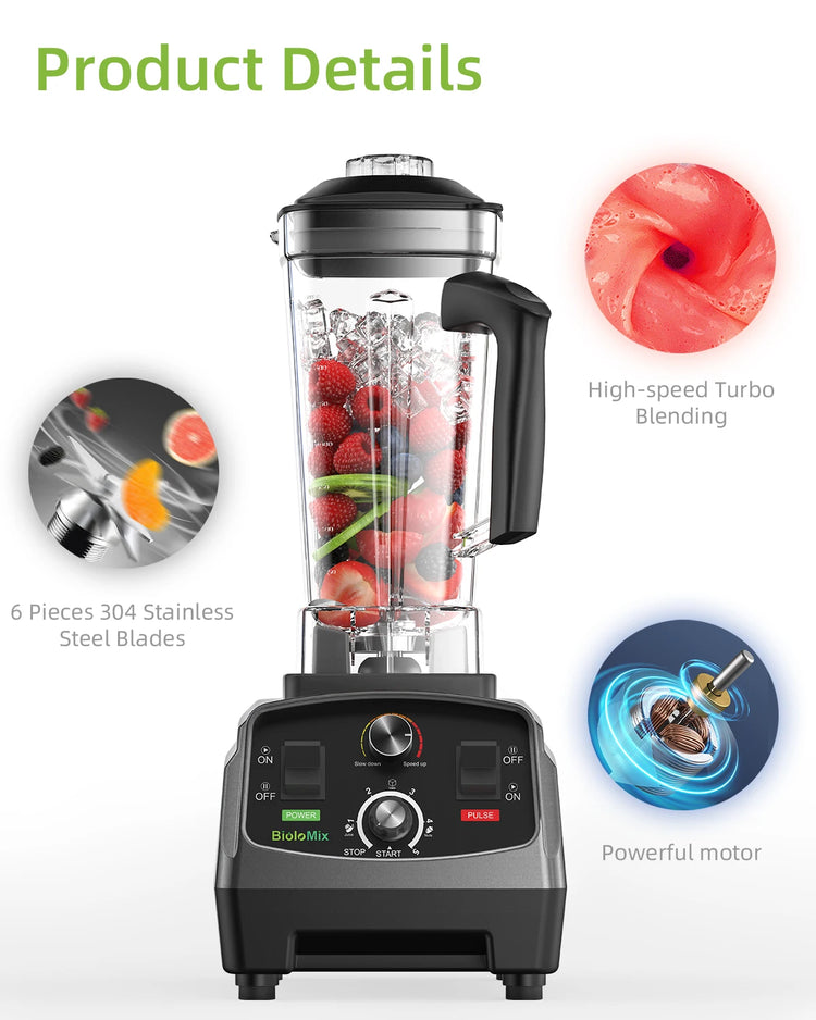 BioloMix 3HP 2200W Heavy Duty Grade Timer Blender - ElectronAge