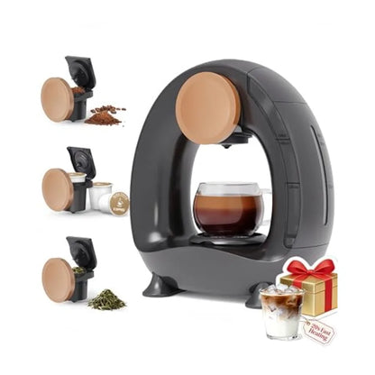 3 in 1 Single Serve Coffee Maker for K Cup Black Ground Coffee and Tea Leaves 1400W 20s Fast Heating Mini K Cup Coffee Brewer O