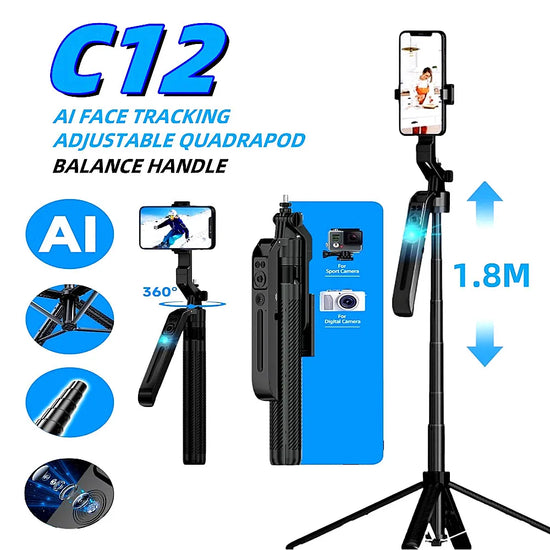 Roreta 2025 new 360 Rotation Gimbal Stabilizer Selfie Stick Tripod balance handle For iPhone Android Smartphone Live Photography