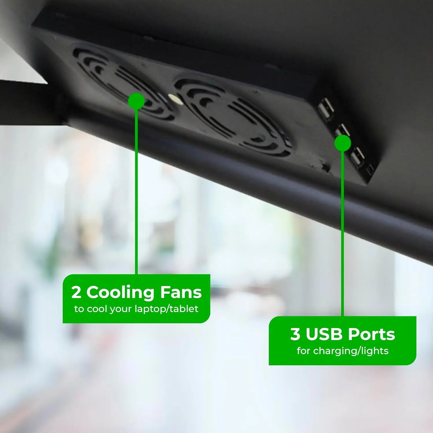 Adjustable Laptop Cooling Stand with 2 Fans & 3 USB Ports - ElectronAge