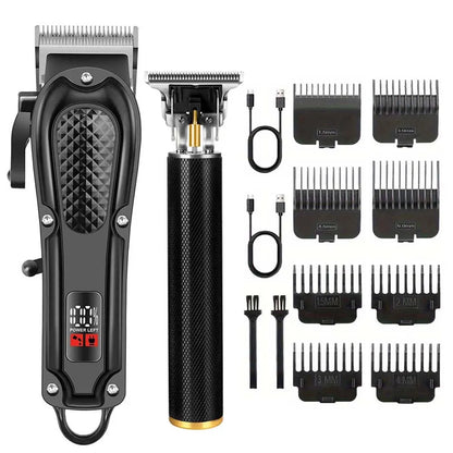 Professional Cordless Hair Clipper Set for Barbers T-Blade Shaver Men&