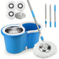 360° Spin Mop Bucket with Soap Dispenser and 2 Microfiber Heads, Stainless Steel Handle Floor Cleaning System for Home Use