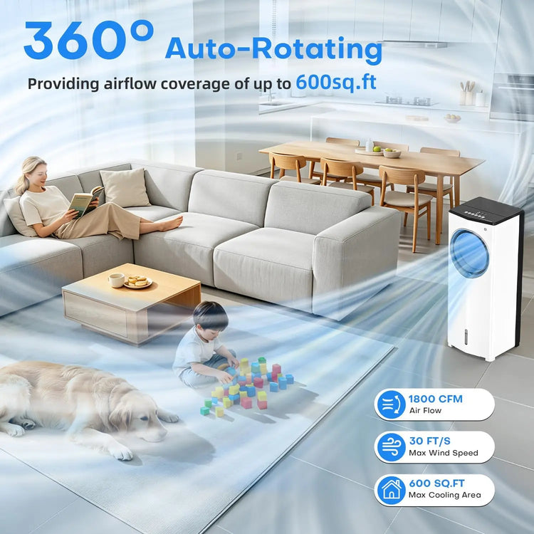 Windowless Portable Air Conditioner, 30" Evaporative Cooler - ElectronAge