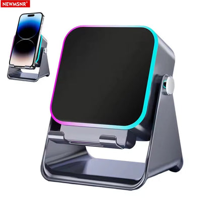 5 In 1 Auto-induction Wireless Induction Speaker 8 RGB Light Phone Stand Surround Sound Portable Bluetooth Phone Holder