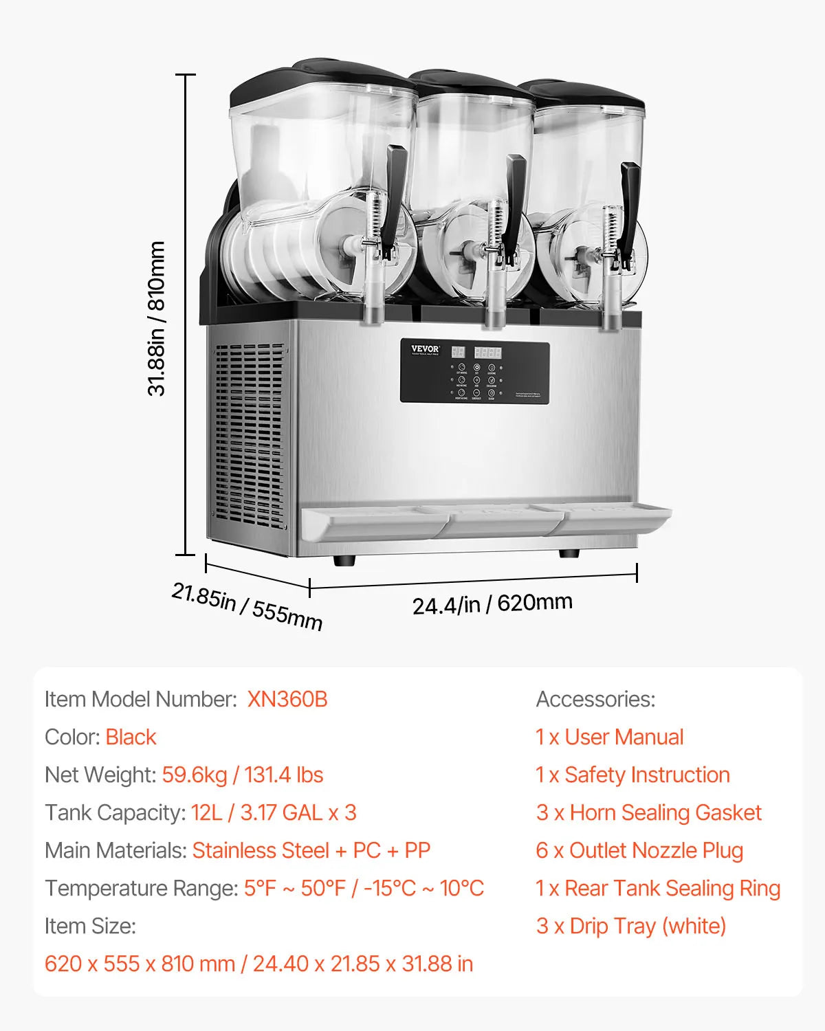 SucceBuy 3-36L Commercial Slushy Machine 1-3 Tanks Stainless Steel Margarita Smoothie Frozen Drink Maker for Party Restaurants - ElectronAge