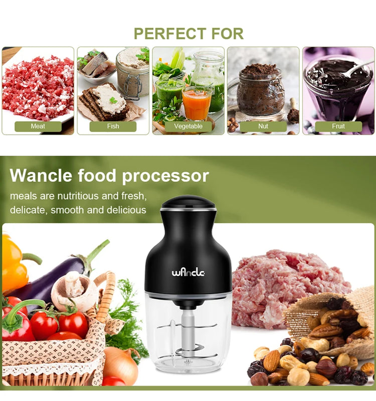 Wancle 0.6L Household Meat Grinder Food Processor - ElectronAge