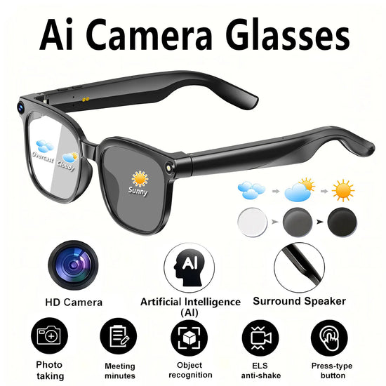 Camera video glasses, smart translation, object recognition via camera, Q&A interaction, Hi-Fi music, and high-definition calls.