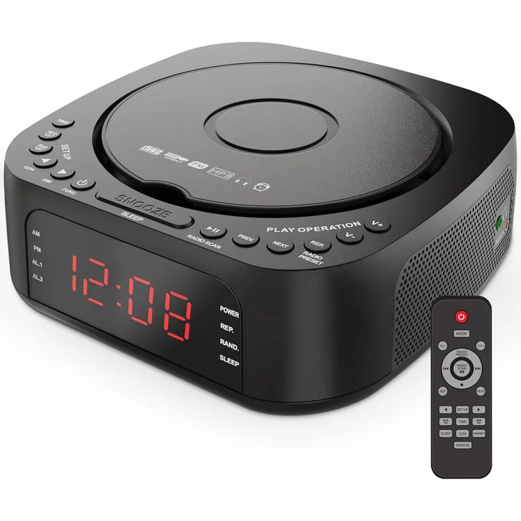 CD Alarm Clock Radio with Remote MP3 Bluetooth - ElectronAge