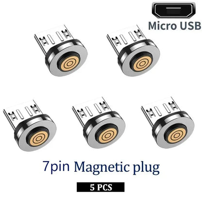 5PCS 7PIN Magnetic Cable Plug Round Fast Charging Adapter Tips for IPhone Samsung Huawei Xiaomi Red Mi OPPO Magnet Charger 2028