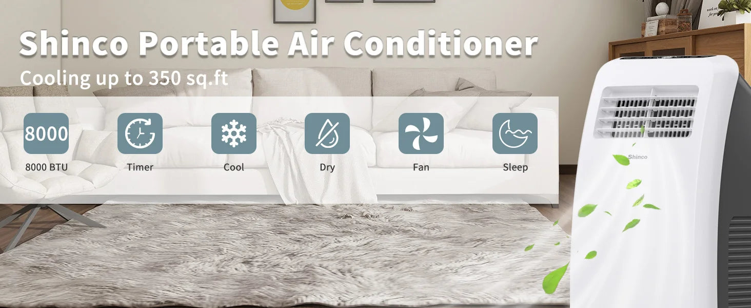 Shinco 8,000 BTU Portable Air Conditioner - ElectronAge