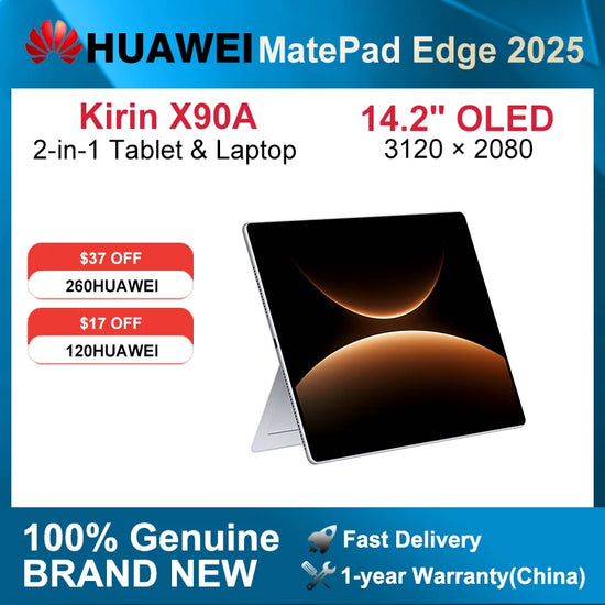 2025 HUAWEI MatePad Edge 2-in-1 Tablet & Laptop CPU Kirin X90A HarmonyOS5 Dual Mode 14.2-inch OLED 120Hz 3.1K 3120×2080 12900mAh