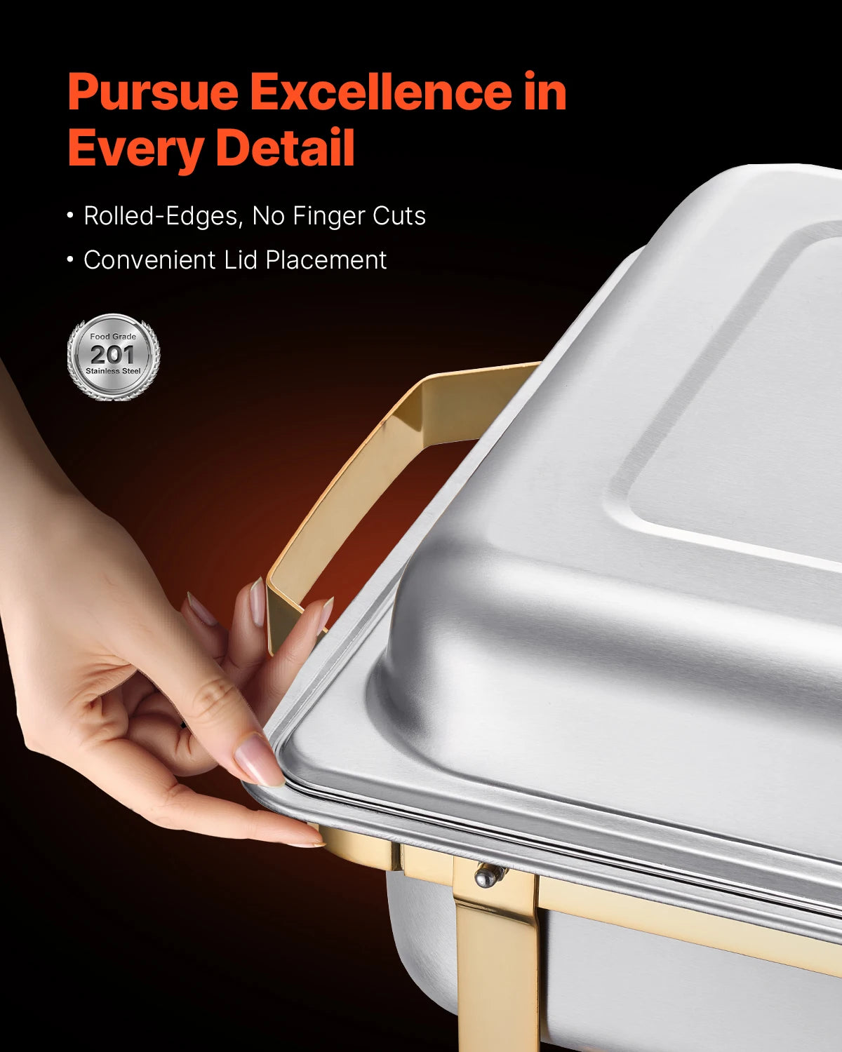 SucceBuy 8 Qt 4 Pack Chafing Dish Buffet Set Stainless Steel Chafer with 2 Full Size and 4 Half Size Pans Catering Warmer Server - ElectronAge