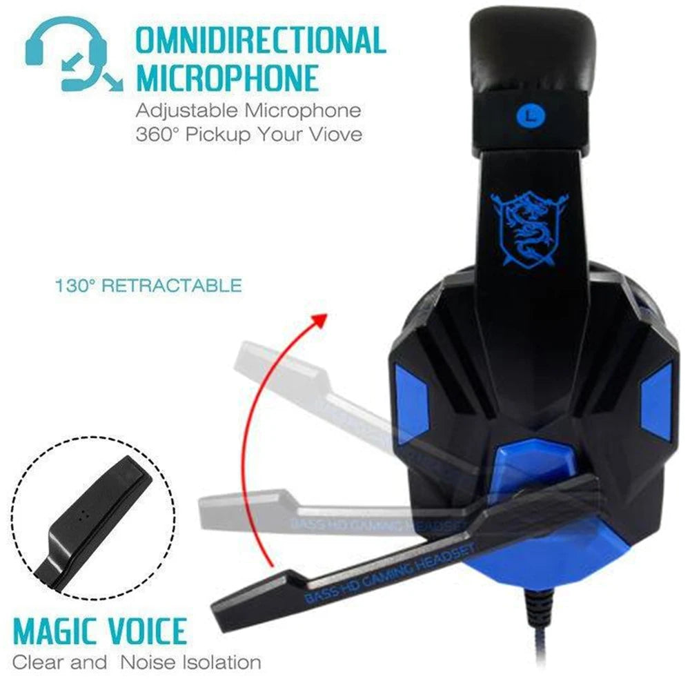 VORTNGLE Gaming Headsets Over-Ear 3.5mm Wired Headphones - ElectronAge
