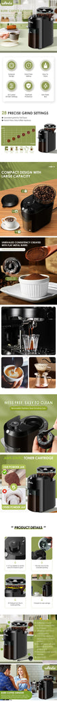 Wancle Electric Burr Coffee Grinder Adjustable Burr Mill Conical Coffee Bean Grinding with 28 Precise Grind Setting 220V/120V - ElectronAge