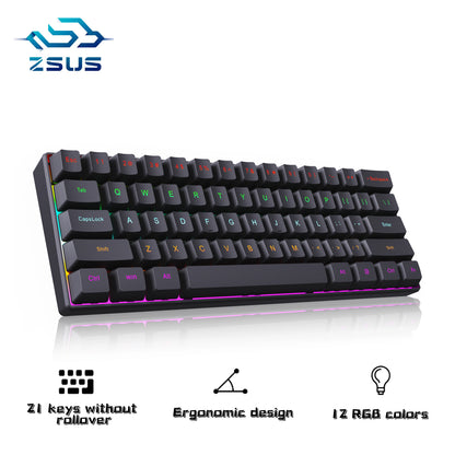 ZSUS Z61-B USB Gaming Mechanical Mini Keyboard - ElectronAge