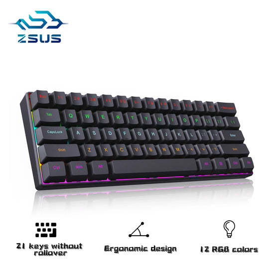 ZSUS Z61-B USB Gaming Mechanical Mini Keyboard - ElectronAge