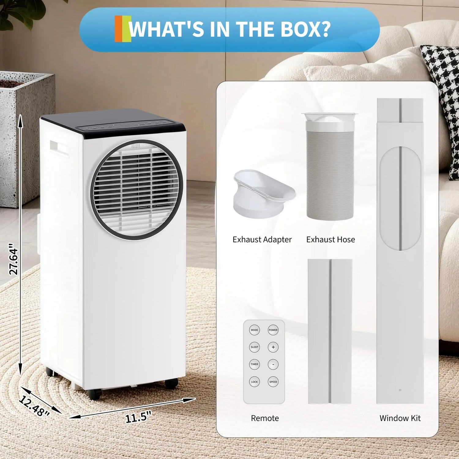 Adoolla Quiet 8000 BTU Portable AC Unit For Bedroom - ElectronAge