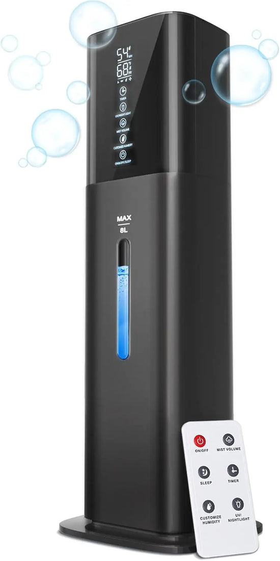 8L Ultrasonic Cool Mist Humidifier with Timer, 360° Nozzle, 3 Speeds for Bedroom, Large Room, Baby & Plants