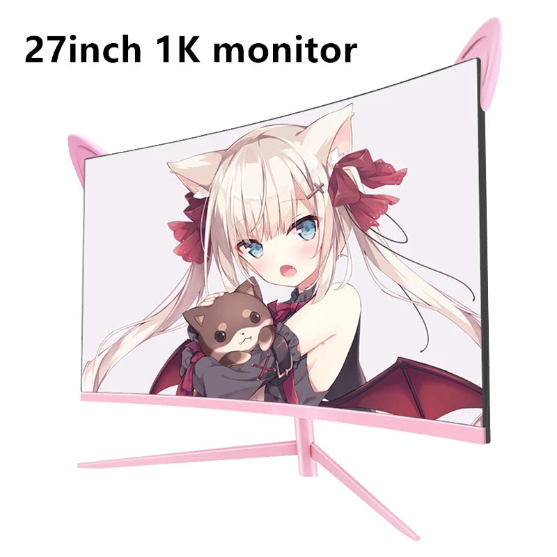 FYHXele 27inch Curved Pink Monitor - ElectronAge