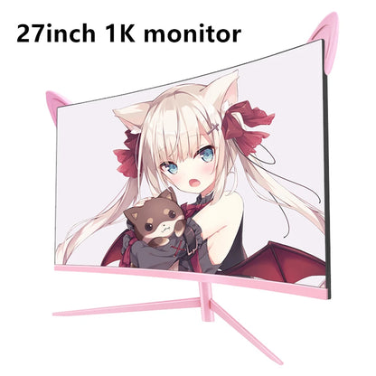 FYHXele 27inch Curved Pink Monitor - ElectronAge