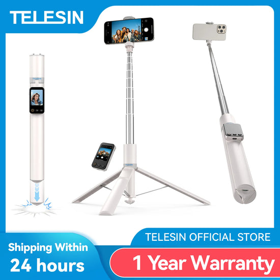 TELESIN 1.7M Screen Monitor Remote Control Wireless Bluetooth Selfie Stick Tripod For Smart Phone Iphone SAMSUNG XIAOMI HUAWEI