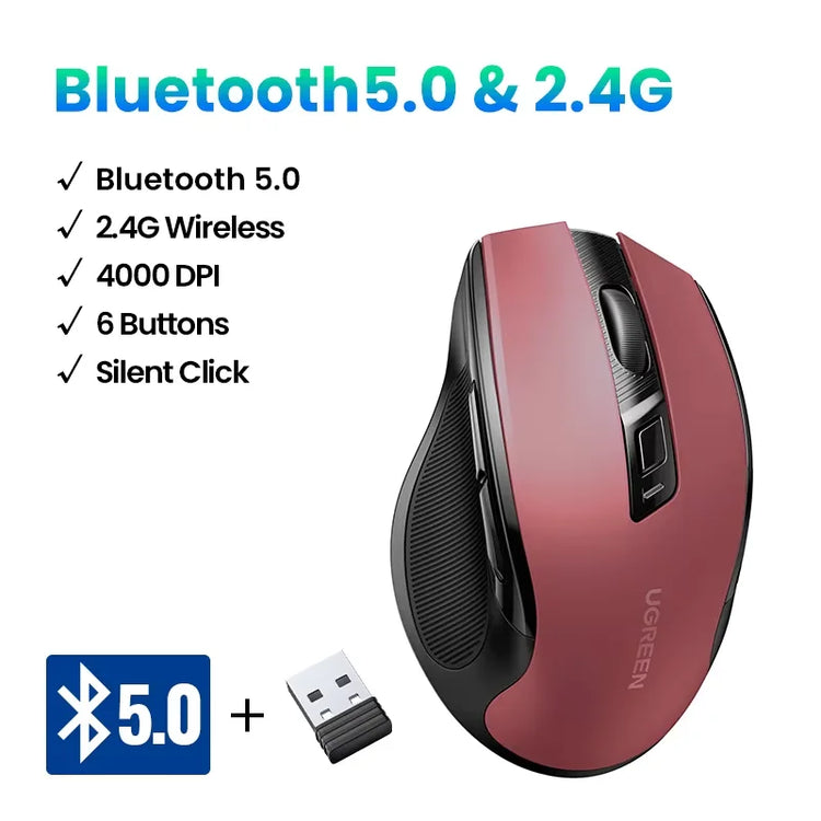 UGREEN Wireless Mouse Bluetooth5.0 Mouse Ergonomic 4000DPI - ElectronAge