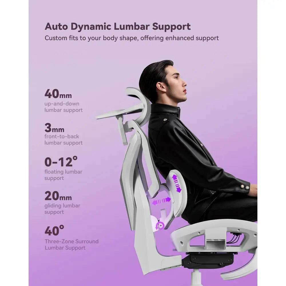 Ergonomic Gaming Chair - 3-Zone Lumbar Support - ElectronAge