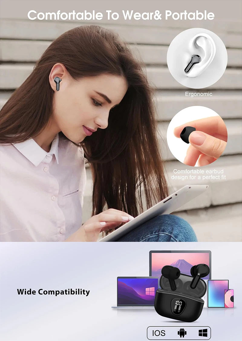 UYUXIO Wireless Earbuds BT5.3 Headphones - ElectronAge