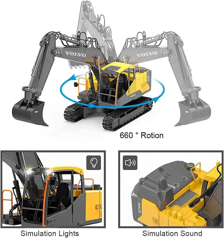 Double E E568 RC Excavator 17 Channel 1:16 3 IN 1 RC Engineering Car - ElectronAge