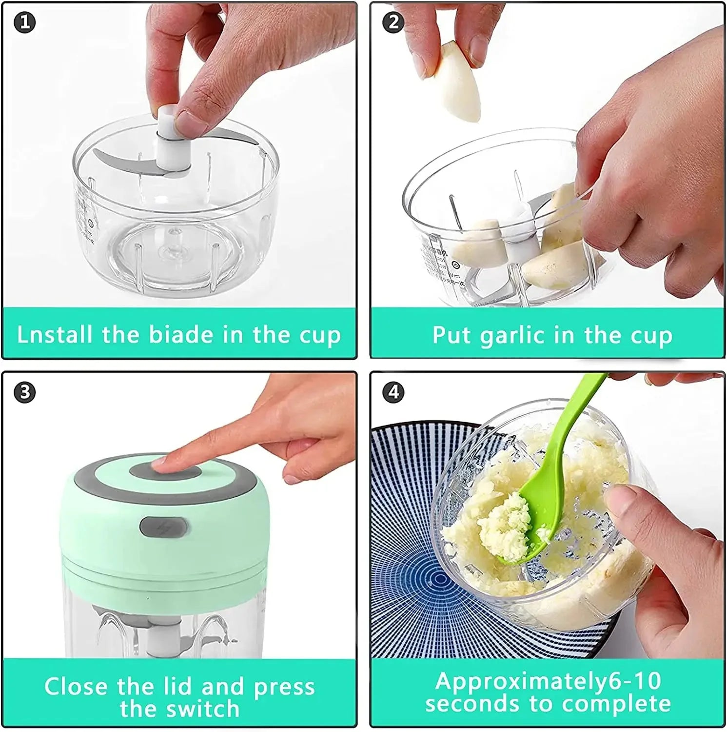 100ML/250ML Electric Meat Mincer Garlic Chopper - ElectronAge