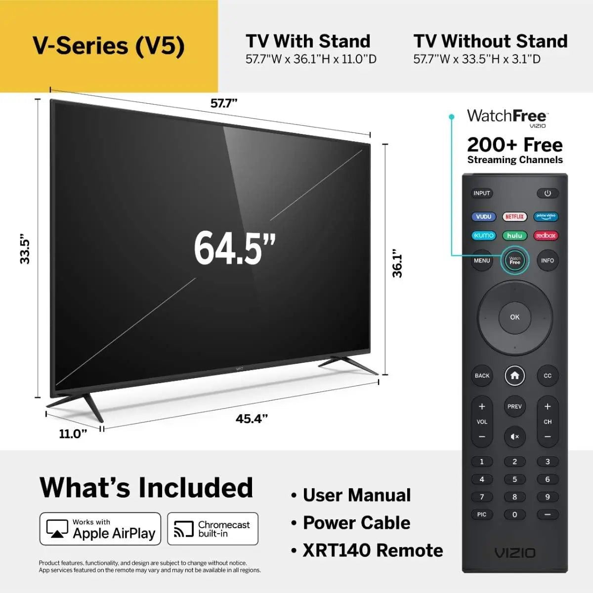 65 Inch 4K Smart TV with AirPlay & Chromecast - ElectronAge