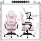 Pink Ergonomic PU Leather Gaming Chair with Adjustable Armrests - ElectronAge