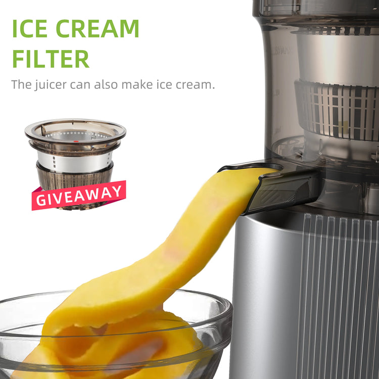 BioloMix Cold Press Juicer with 75mm Feed Chute, 200W 40-65RPM Powerful Motor Slow Masticating Juice Extractor Fits Whole Fruits - ElectronAge