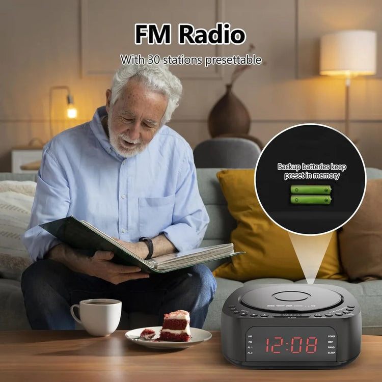 CD Alarm Clock Radio with Remote MP3 Bluetooth - ElectronAge