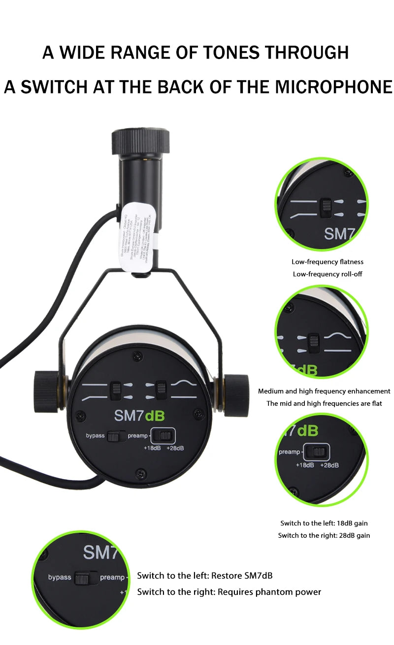 NILUNWEI SM7dB Dynamic Vocal Microphone With Optional Frequency Response - ElectronAge