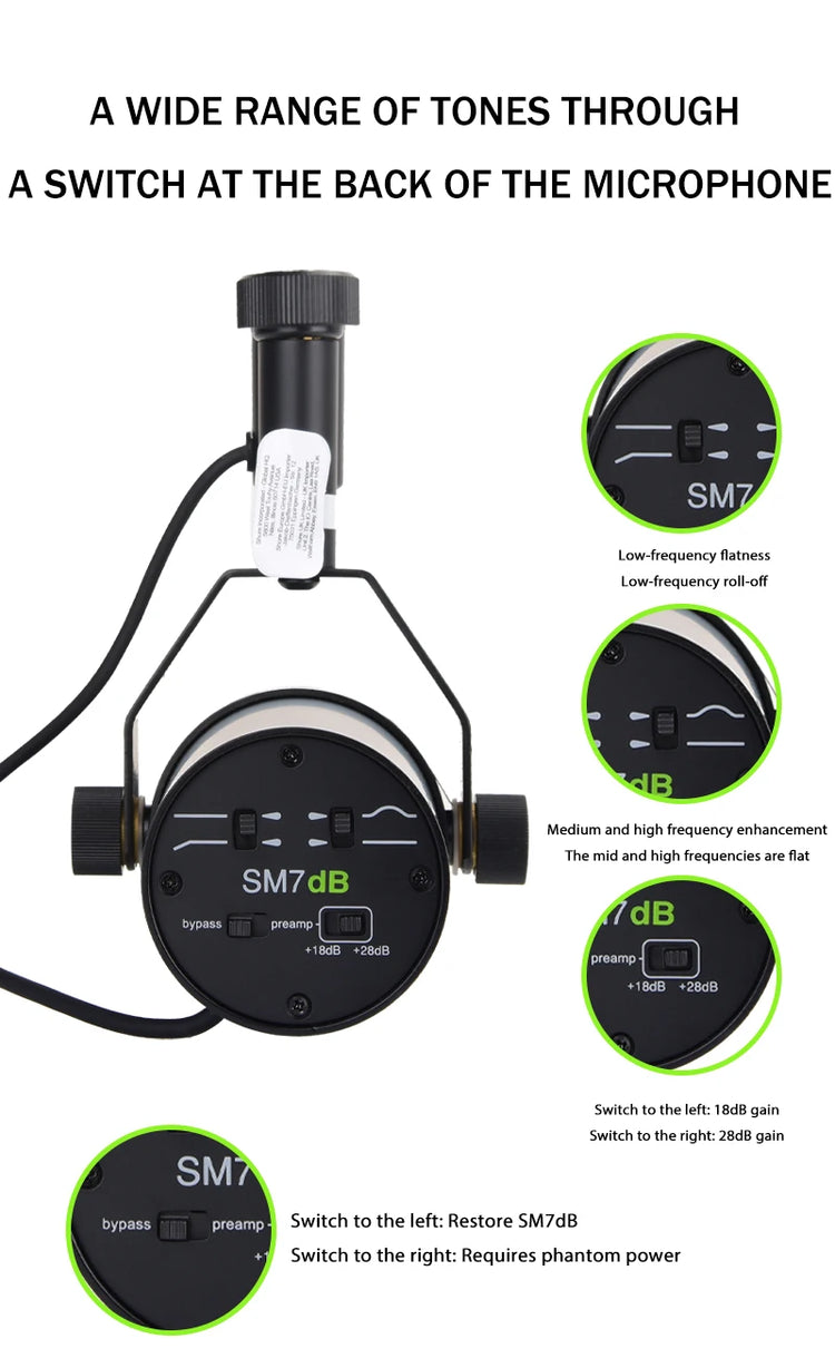 NILUNWEI SM7dB Dynamic Vocal Microphone With Optional Frequency Response - ElectronAge